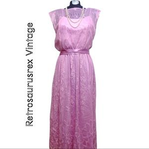 Vintage Warm Pink Lace & Taffeta Vintage 1960's Cocktail Party Dress by JCPenney